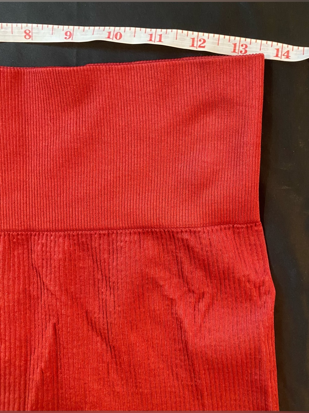 Red Ribbed Women’s Active Shorts - Picture 3 of 7